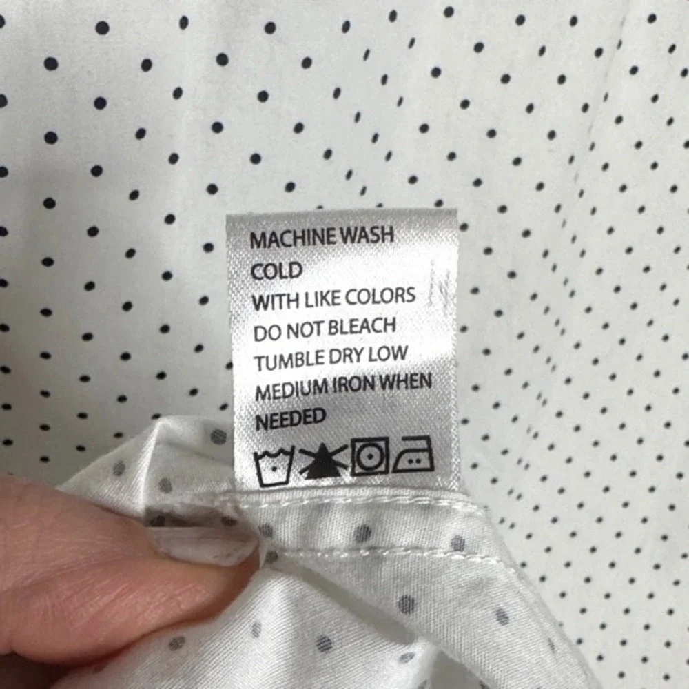 PD&C Peached Poplin Mens‎ XL White Black Polka Dot Button Down Shirt PW9B24C98W